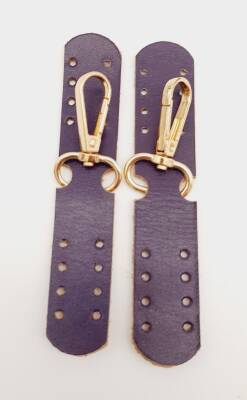 Angel Çanta Aksesuar Gerçek Deri Kanatlı Kancalı Böce Mor Light Gold Metalli - 1