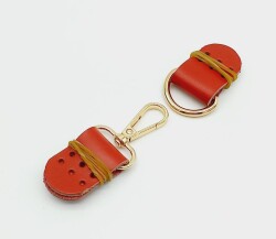 Angel Çanta Aksesuar Gerçek Deri Kanatlı Kancalı Kilit Kırmızı Light Gold Metalli - Angel Çanta Aksesuar