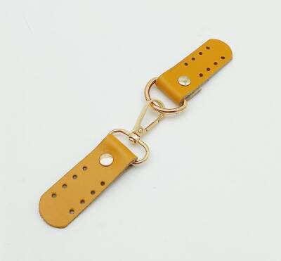 Angel Çanta Aksesuar Gerçek Deri Kancalı Böce (Kilit) Hardal Light Gold Metalli - 1