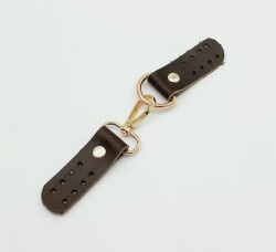 Angel Çanta Aksesuar Gerçek Deri Kancalı Böce (Kilit) Kahverengi Light Gold Metalli - Angel Çanta Aksesuar