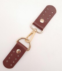 Angel Çanta Aksesuar Gerçek Deri Kancalı Böce (Kilit) Kızıl Kahve Light Gold Metalli - Angel Çanta Aksesuar