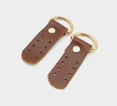 Angel Çanta Aksesuar Gerçek Deri Kızıl Kahve Sapucu (Böce) Light Gold Metalli - 1