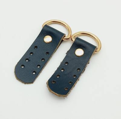 Angel Çanta Aksesuar Gerçek Deri Lacivert Sapucu (Böce) Light Gold Metalli - 1