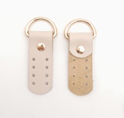 Angel Çanta Aksesuar Gerçek Deri Sapucu (Böce) Bej Renk Light Gold Metalli - 2