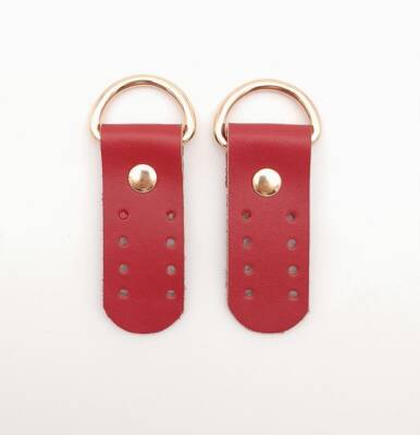Angel Çanta Aksesuar Gerçek Deri Sapucu (Böce) Kırmızı Renk Light Gold Metalli - 1