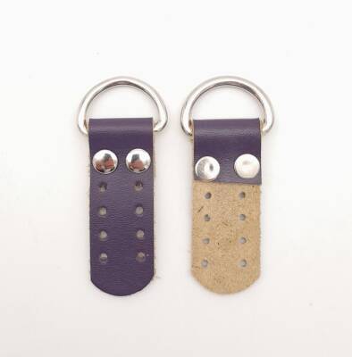 Angel Çanta Aksesuar Gerçek Deri Sapucu (Böce) Mor Renk Gümüş Metalli - 2