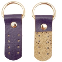 Angel Çanta Aksesuar Gerçek Deri Sapucu (Böce) Mor Renk Light Gold Metalli - 2