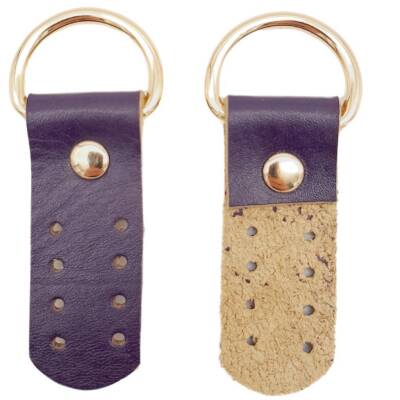 Angel Çanta Aksesuar Gerçek Deri Sapucu (Böce) Mor Renk Light Gold Metalli - 2