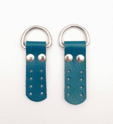 Angel Çanta Aksesuar Gerçek Deri Sapucu (Böce) Turkuaz Renk Gümüş Metalli - 1