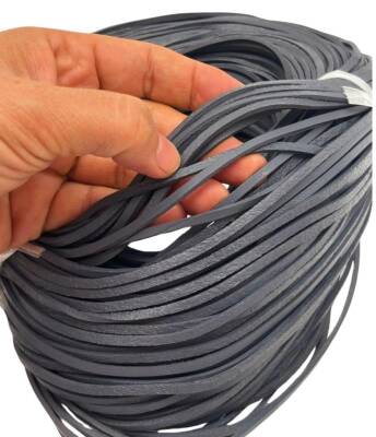 Angel Çanta Aksesuar Gri Renk Gerçek Deri 3 mm Şerit Deri İp 2 Metre - 1