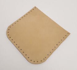 Angel Çanta Aksesuar Ham Doğal Renk Gerçek Deri 12x12 cm Oval Kenar Cep - Angel Çanta Aksesuar