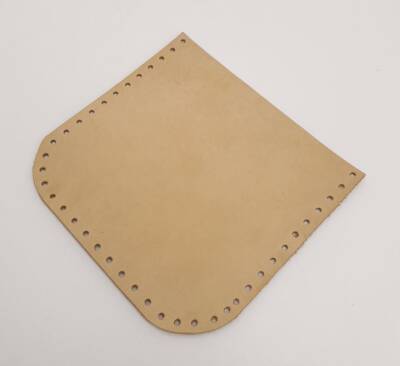 Angel Çanta Aksesuar Ham Doğal Renk Gerçek Deri 12x12 cm Oval Kenar Cep - 1