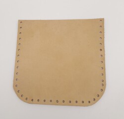 Angel Çanta Aksesuar Ham Doğal Renk Gerçek Deri 12x12 cm Oval Kenar Cep - 2