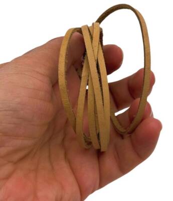 Angel Çanta Aksesuar Ham Renk Gerçek Deri 3 mm Şerit Deri İp 2 Metre - 1