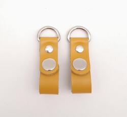 Angel Çanta Aksesuar Hardal Gerçek Deri Çıtçıtlı Sapucu Böce Gümüş Metalli - Angel Çanta Aksesuar