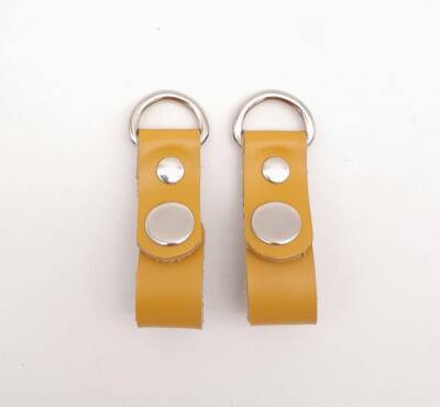 Angel Çanta Aksesuar Hardal Gerçek Deri Çıtçıtlı Sapucu Böce Gümüş Metalli - 1