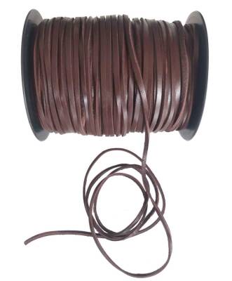 Angel Çanta Aksesuar Koyu Kahve Renk Gerçek Deri 3 Mm Şerit Deri İp 1 Metre - 1