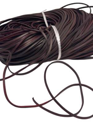 Angel Çanta Aksesuar Koyu Kahve Renk Gerçek Deri 3 mm Şerit Deri İp 2 Metre - 1