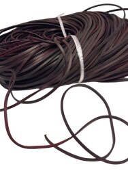 Angel Çanta Aksesuar Koyu Kahve Renk Gerçek Deri 3 mm Şerit Deri İp 2 Metre - Angel Çanta Aksesuar