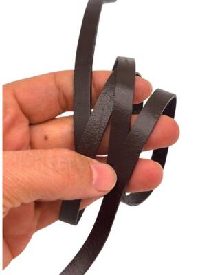 Angel Çanta Aksesuar Koyu Kahve Renk Gerçek Deri 8 mm Şerit Deri İp - 1