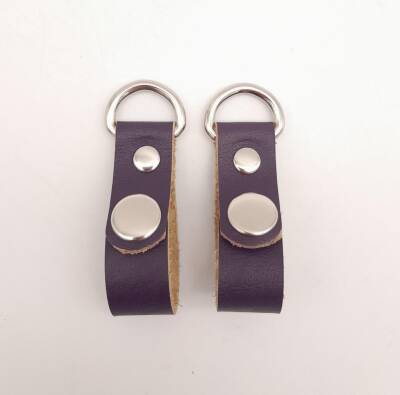 Angel Çanta Aksesuar Mor Gerçek Deri Çıtçıtlı Sapucu Böce Gümüş Metalli - 1