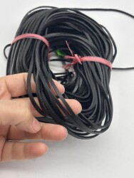 Angel Çanta Aksesuar Siyah Renk Gerçek Deri 3 mm Şerit Deri İp 2 Metre - Angel Çanta Aksesuar