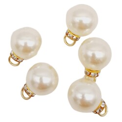 Angel Çanta Aksesuar Taşlı Kulplu 16 mm İnci 5 Adet - Angel Çanta Aksesuar