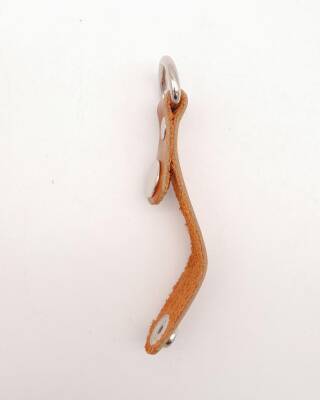 Angel Çanta Aksesuar Turuncu Taba Gerçek Deri Çıtçıtlı Sapucu Böce Gümüş Metalli 1 Adet - 2