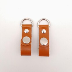 Angel Çanta Aksesuar Turuncu Taba Gerçek Deri Çıtçıtlı Sapucu Böce Gümüş Metalli - Angel Çanta Aksesuar