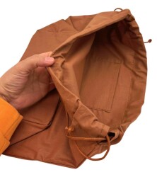 Angel Çanta Aksesuar Örgü Çantaya Hazır Astar Tabanlı Büzgülü 22x12 cm Açık Kahve Renk - Angel Çanta Aksesuar