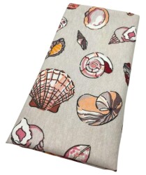 Angel Çanta Aksesuar 90x50 cm Duck Astarlık Kumaş Açık Gri Deniz Kabuğu Desen - Angel Çanta Aksesuar