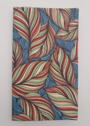 Angel Çanta Aksesuar 90X50 Cm Duck Astarlık Kumaş Sarma Yaprak Mavi Yeşil Desenli No:18 - Angel Çanta Aksesuar