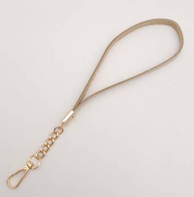 Angel Çanta Aksesuar Gerçek Deri Bej Renk Zincirli Elcik Light Gold Metalli - 2