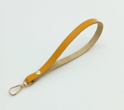 Angel Çanta Aksesuar Gerçek Deri Hardal Renk Elcik Light Gold Metalli - Angel Çanta Aksesuar