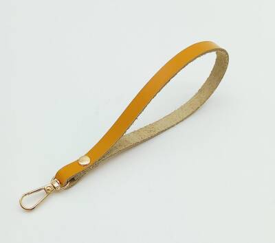 Angel Çanta Aksesuar Gerçek Deri Hardal Renk Elcik Light Gold Metalli - 1