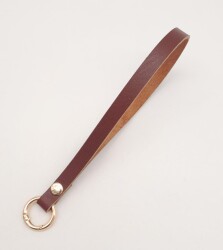 Angel Çanta Aksesuar Gerçek Deri Kızıl Kahve Halkalı Elcik Light Gold Metalli - Angel Çanta Aksesuar