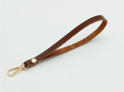 Angel Çanta Aksesuar Gerçek Deri Kızıl Kahve Renk Elcik Light Gold Metalli - Angel Çanta Aksesuar