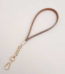 Angel Çanta Aksesuar Gerçek Deri Kızıl Kahve Renk Zincirli Elcik Light Gold Metalli - 2