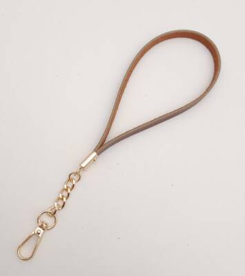 Angel Çanta Aksesuar Gerçek Deri Kızıl Kahve Renk Zincirli Elcik Light Gold Metalli - 2