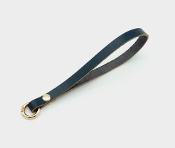 Angel Çanta Aksesuar Gerçek Deri Lacivert Renk Halkalı Elcik Light Gold Metalli - Angel Çanta Aksesuar