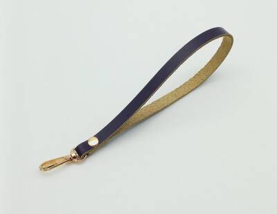 Angel Çanta Aksesuar Gerçek Deri Mor Renk Elcik Light Gold Metalli - 1