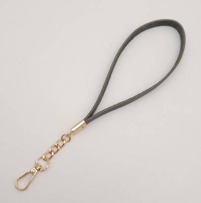 Angel Çanta Aksesuar Gerçek Deri Siyah Renk Zincirli Elcik Light Gold Metalli - 2