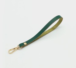 Angel Çanta Aksesuar Gerçek Deri Yeşil Renk Elcik Light Gold Metalli - Angel Çanta Aksesuar