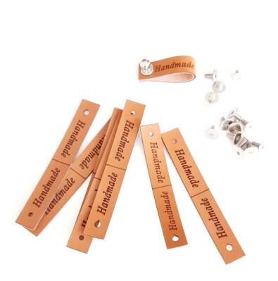 Angel Çanta Aksesuar 10'Lu Vidalı Suni Deri Etiket 1X7 Cm Gümüş Metalli - 1