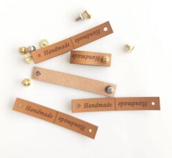 Angel Çanta Aksesuar 10'Lu Vidalı Suni Deri Etiket 1X7 Cm Light Gold Metalli - Angel Çanta Aksesuar