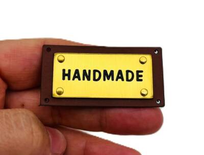 Angel Çanta Aksesuar 5x2.5 Cm Derili Metal Handmade Etiket - 1