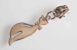 Angel Çanta Aksesuar Gümüş Fermuar Başı Kedili - Angel Çanta Aksesuar