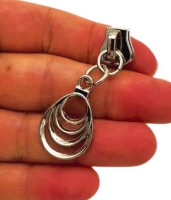 Angel Çanta Aksesuar Gümüş Renk Damla Model Fermuar Başı - 1