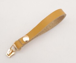 Angel Çanta Aksesuar Hardal Renk Gerçek Derili Light Gold Döngülü Fermuar Başı - 3