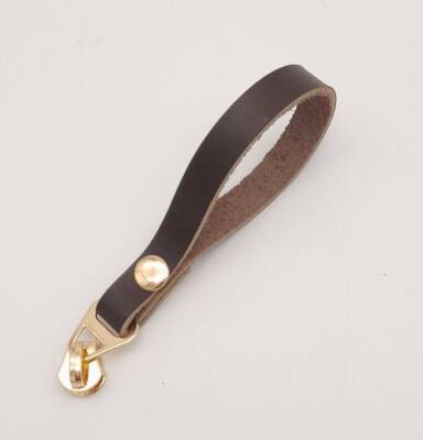 Angel Çanta Aksesuar Kahverengi Gerçek Derili Light Gold Döngülü Fermuar Başı - 1